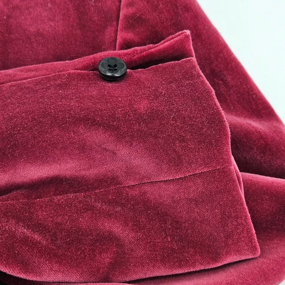 VIntage Liz Claiborne Womens Velvet Blazer Jacket‎ Burgundy Button Front Size 12